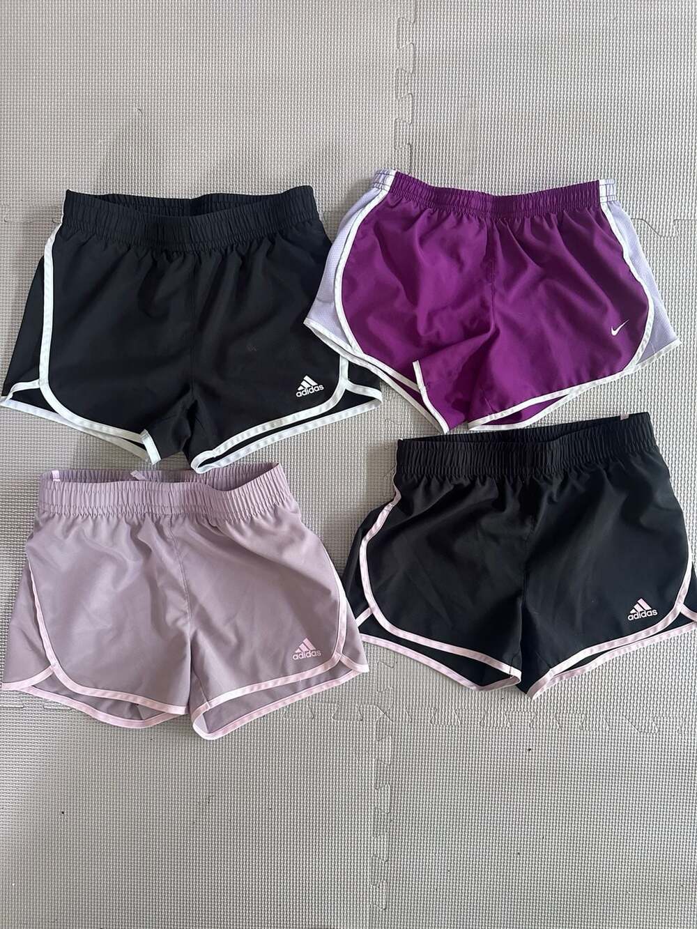 Lot of 4 Adidas & Nike Youth Girls Running Shorts Size Medium 10/12